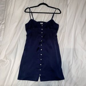 Wilfrid Navy Satin Mini Dress - Size 2